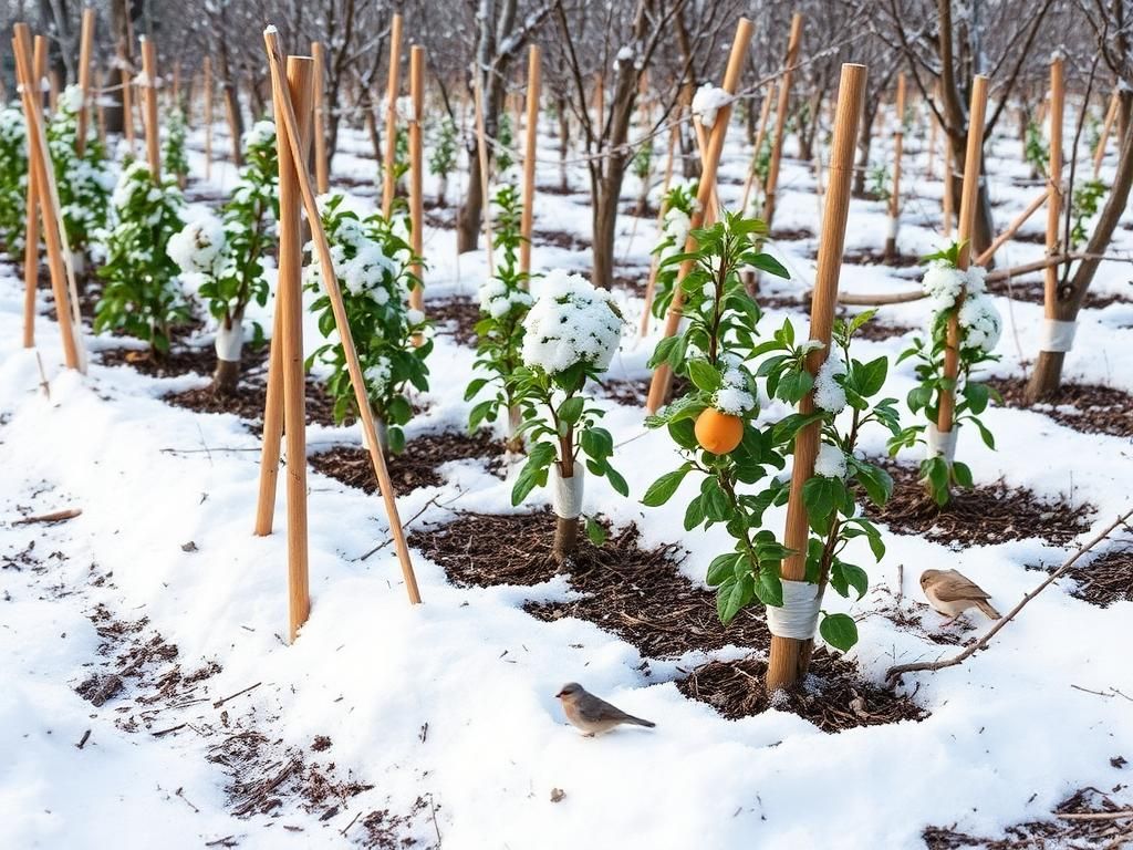 mlade sadnice i sneg